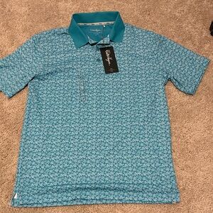 Walter Hagen Teal Patterned Polo Shirt